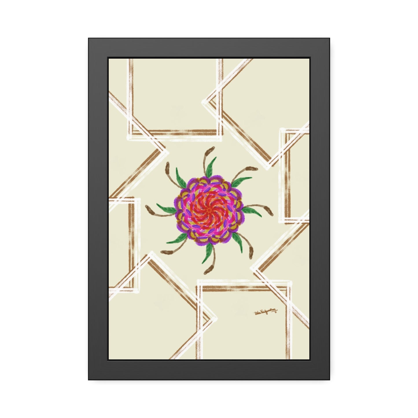 UV Magenta flower -Framed Art