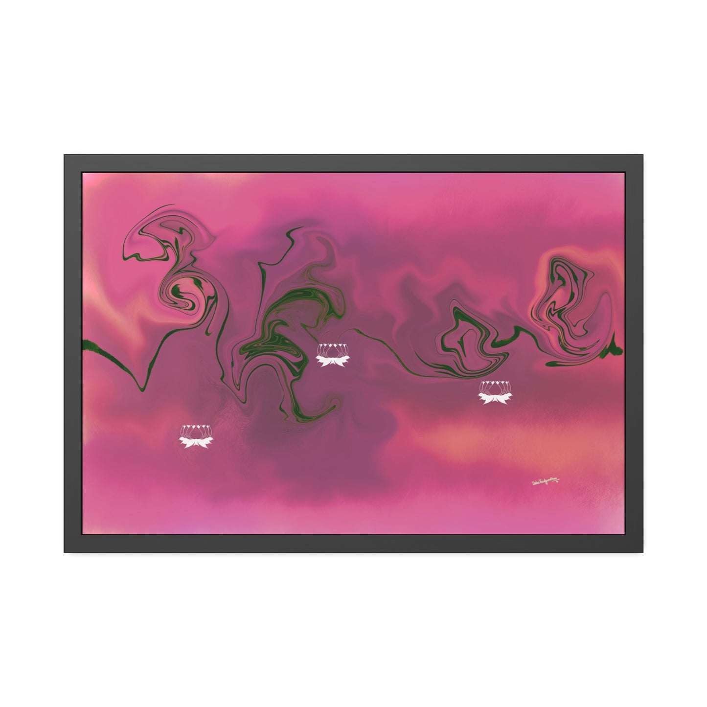 Pink Pond Lotus-Framed Art