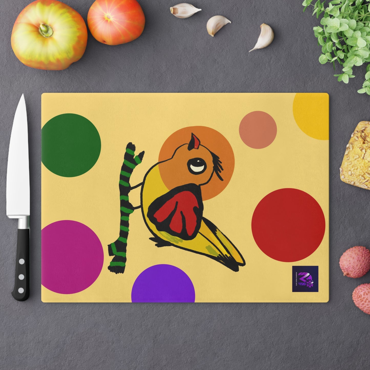 Cutting Board -Dotted and Feathered print