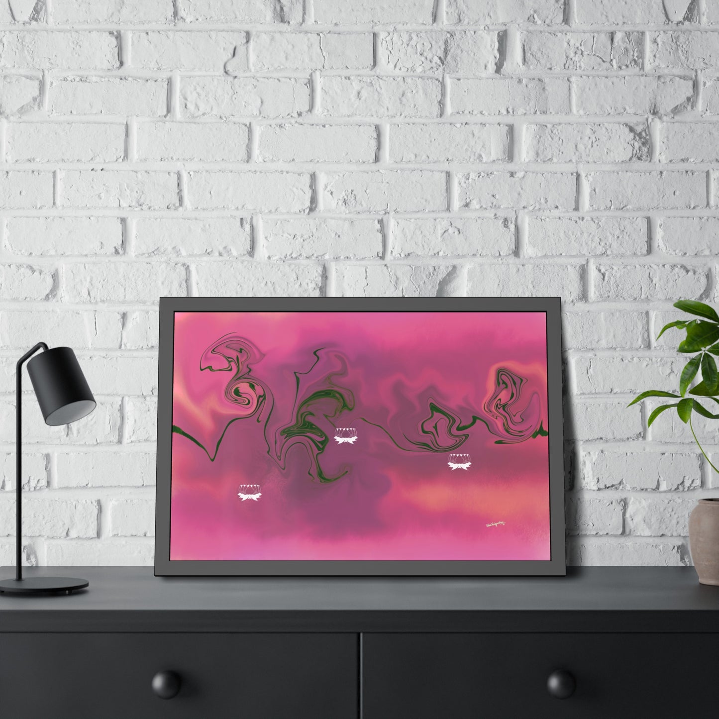 Pink Pond Lotus-Framed Art