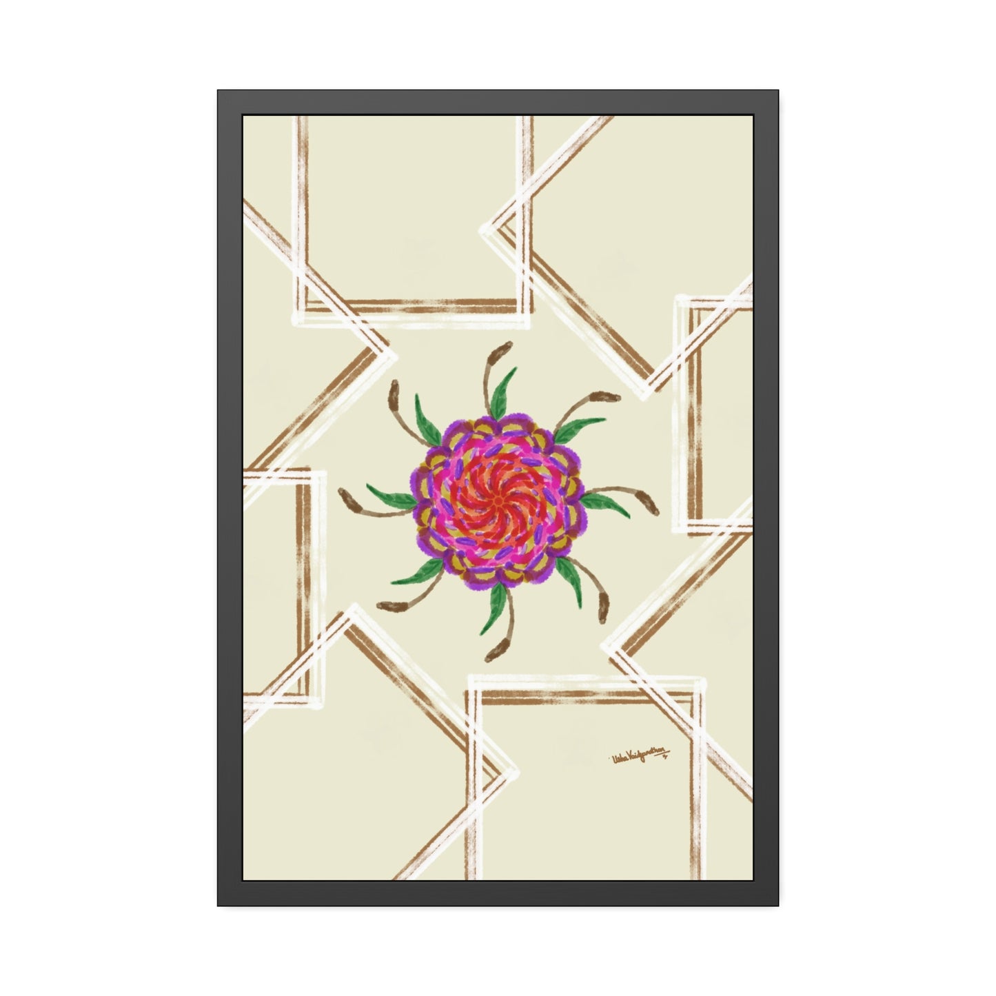 UV Magenta flower -Framed Art