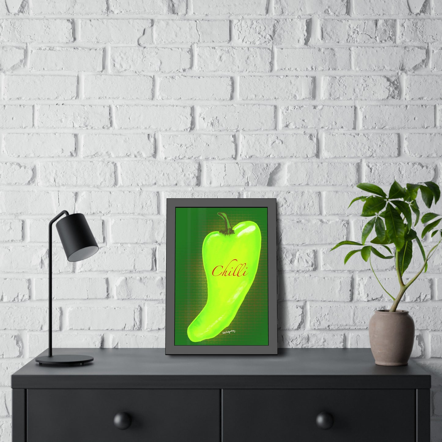 Fluorescent Chilli - Framed Art