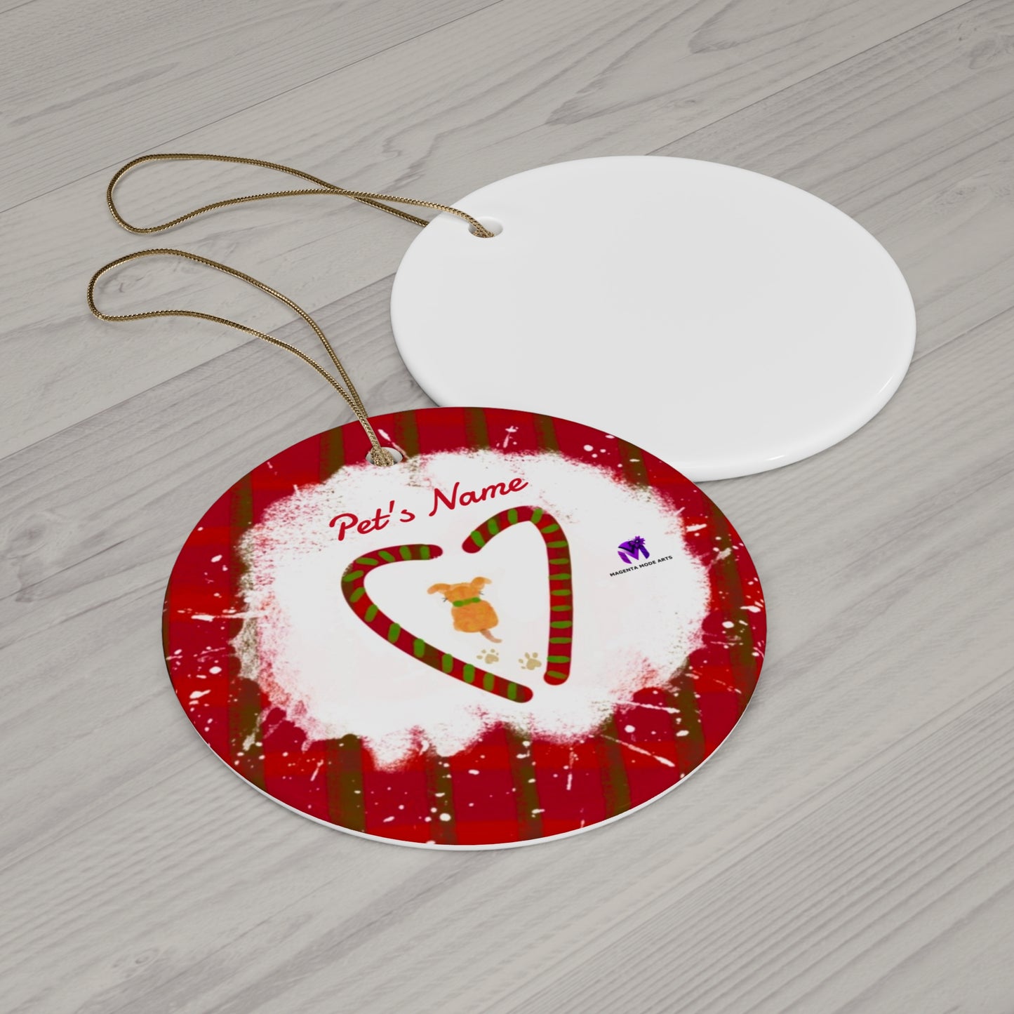 Customised Christmas Ornaments Puppy in snow (Star,Circle,Heart,Snowflake)