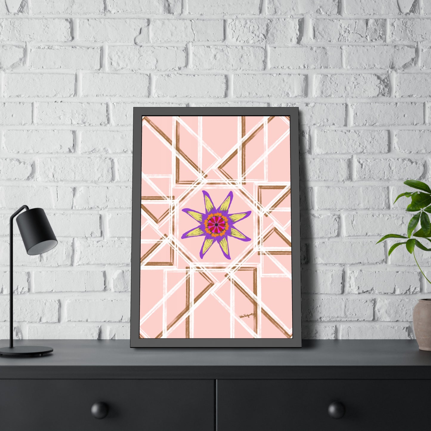 Peach and flower -Framed Art