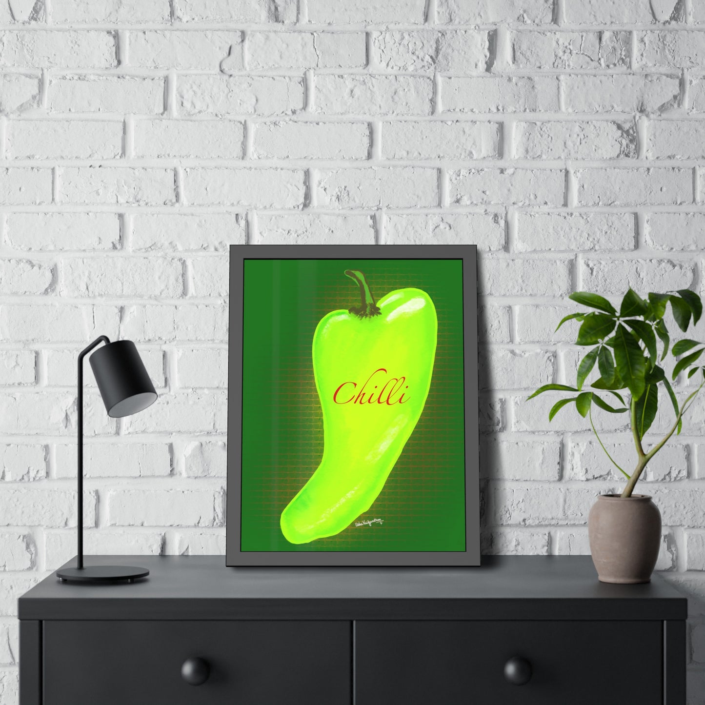 Fluorescent Chilli - Framed Art