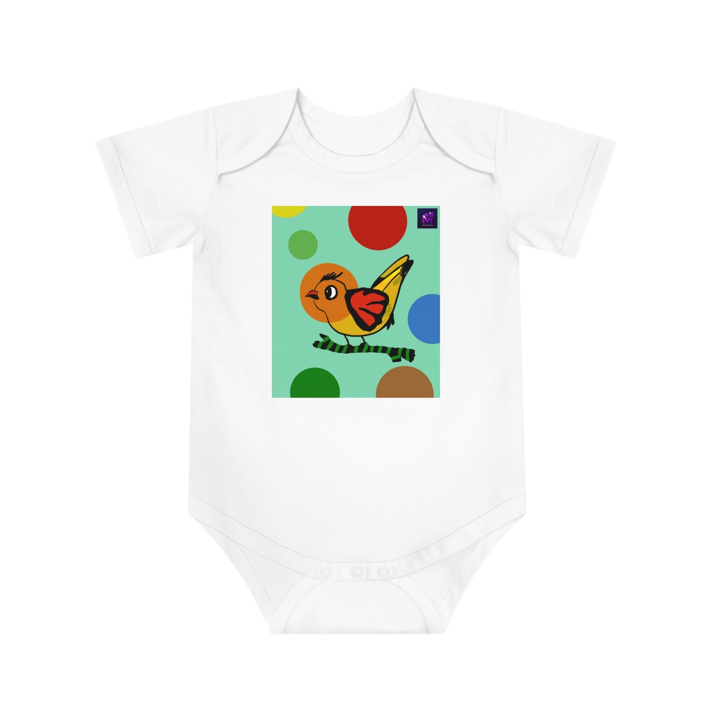 Baby Short Sleeve Bodysuit -Dotted and Feathered edition