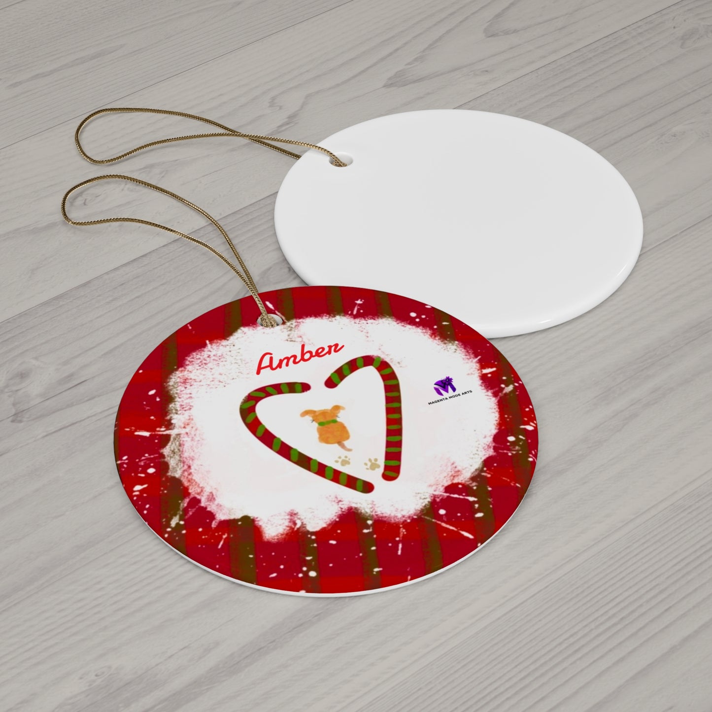 Customised Christmas Ornaments Puppy in snow (Star,Circle,Heart,Snowflake)