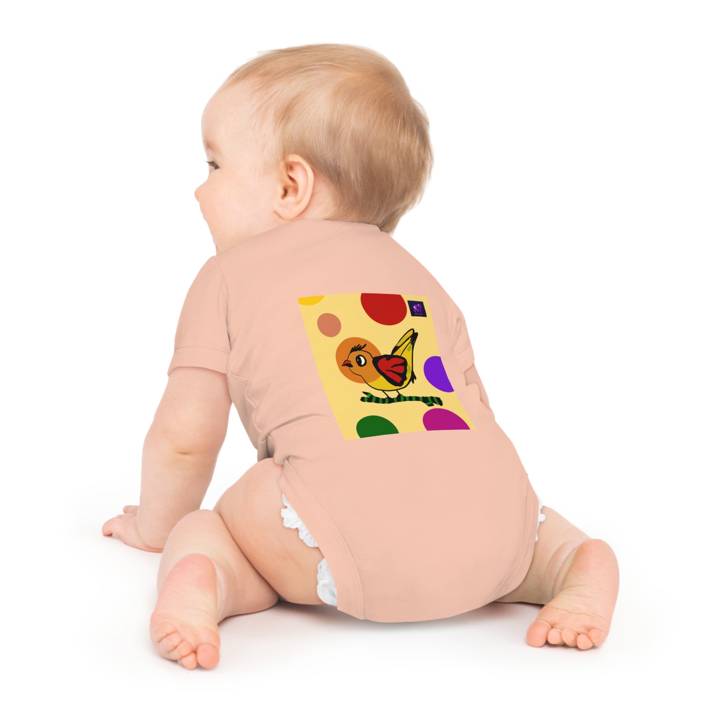 Baby Short Sleeve Bodysuit -Dotted and Feathered edition