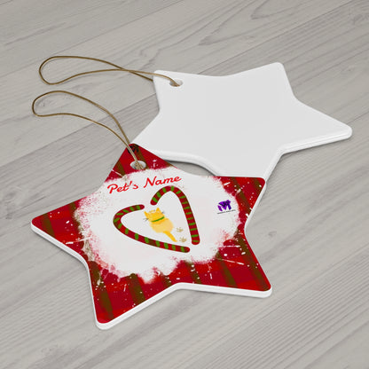 Customised Kitty Ceramic Ornament (Star,Circle,Heart,Snowflake)