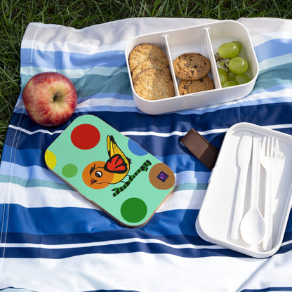 Bento Lunch Box - Dotted and Feathered print