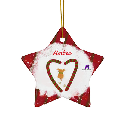 Customised Christmas Ornaments Puppy in snow (Star,Circle,Heart,Snowflake)