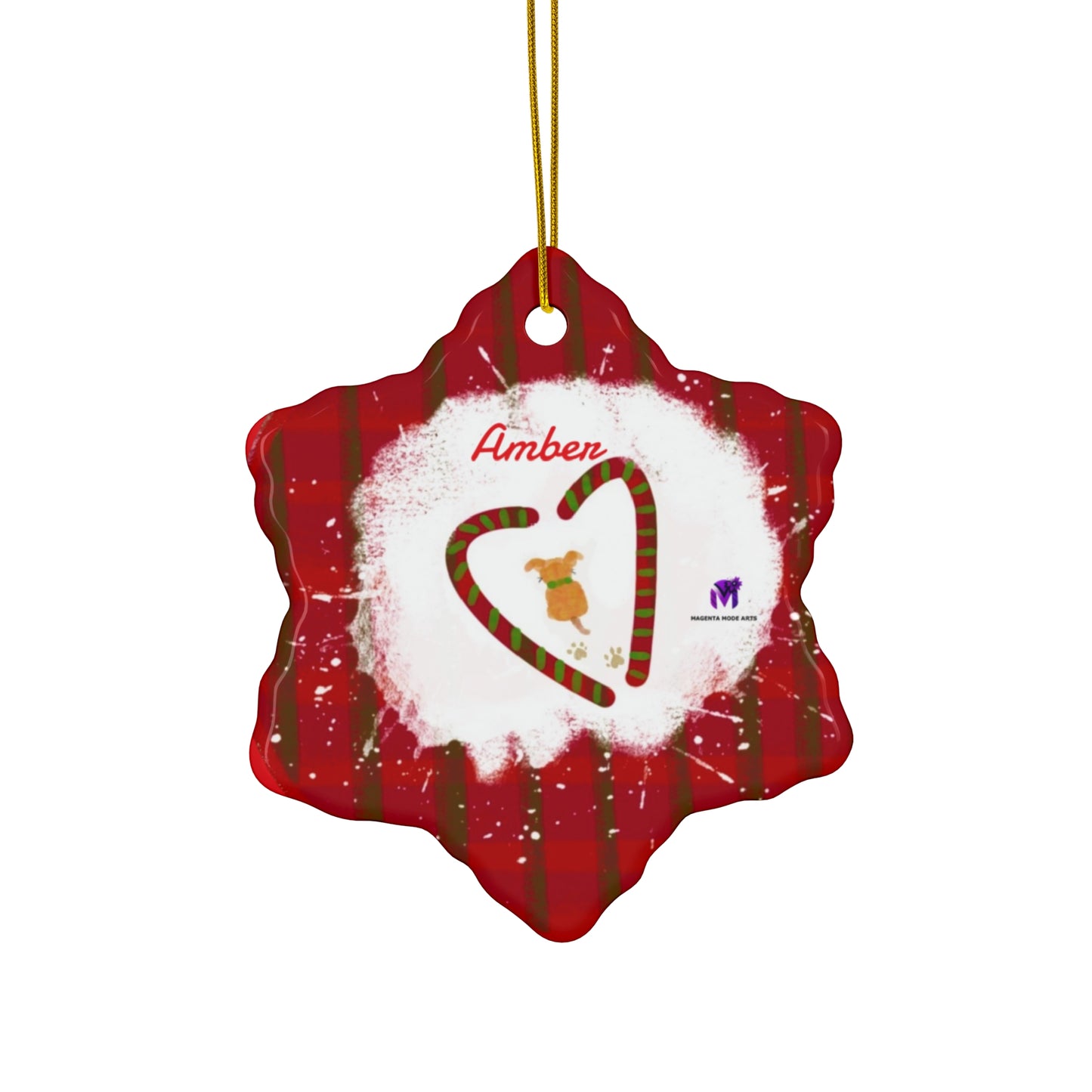 Customised Christmas Ornaments Puppy in snow (Star,Circle,Heart,Snowflake)