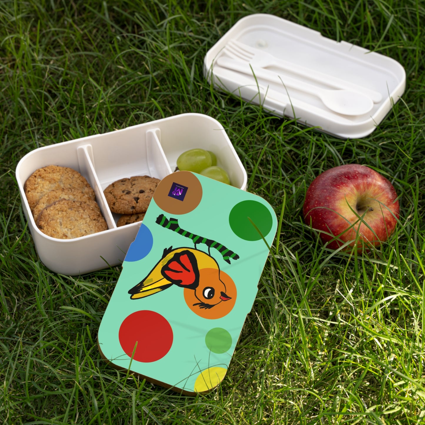 Bento Lunch Box - Dotted and Feathered print