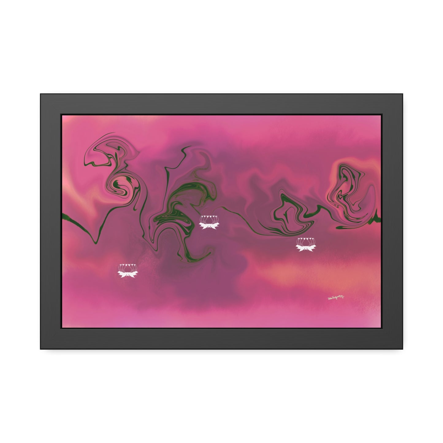 Pink Pond Lotus-Framed Art