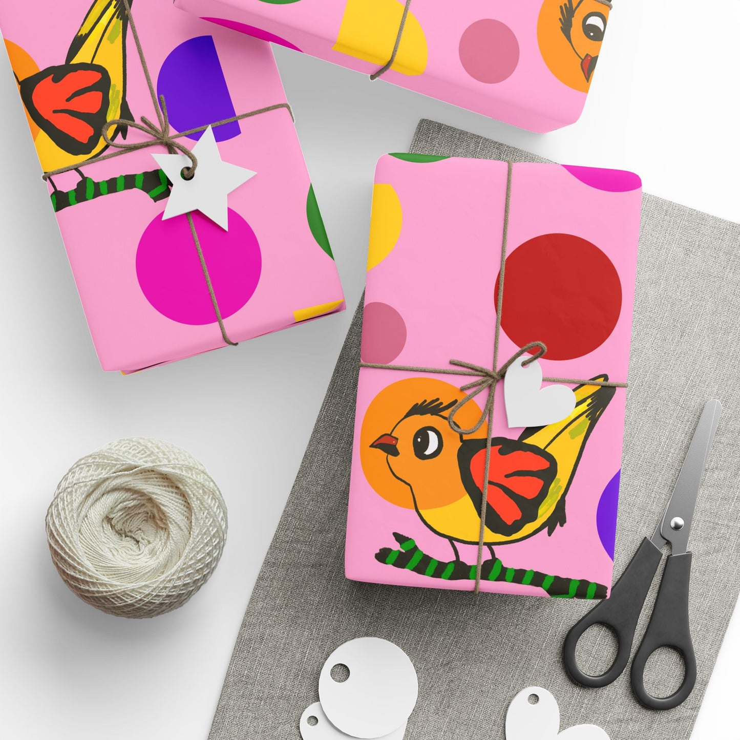 Gift Wrapping Papers-Chirpy Cheer wrap pink