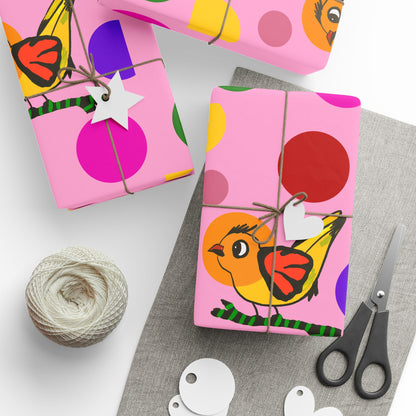 Gift Wrapping Papers-Chirpy Cheer wrap pink