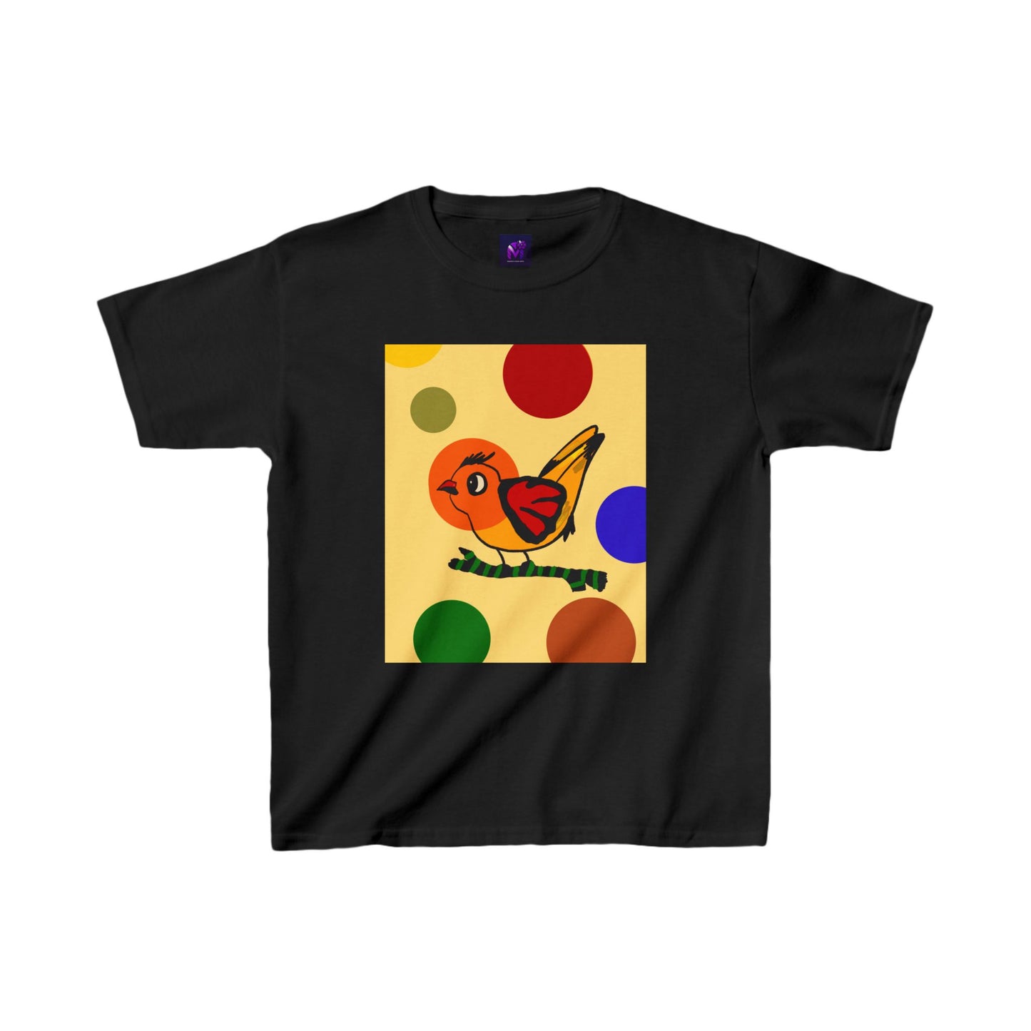 Kids Heavy Cotton Tee- Dotted and Feathered print