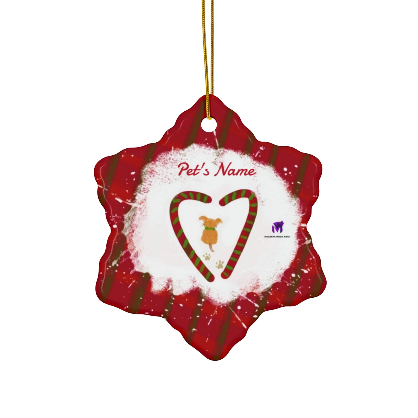 Customised Christmas Ornaments Puppy in snow (Star,Circle,Heart,Snowflake)