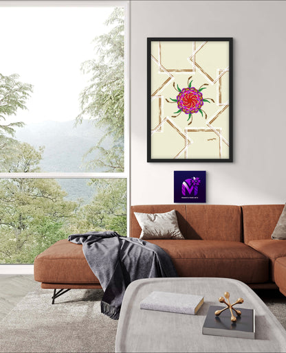 UV Magenta flower -Framed Art