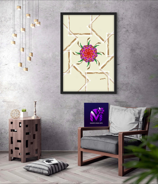 UV Magenta flower -Framed Art