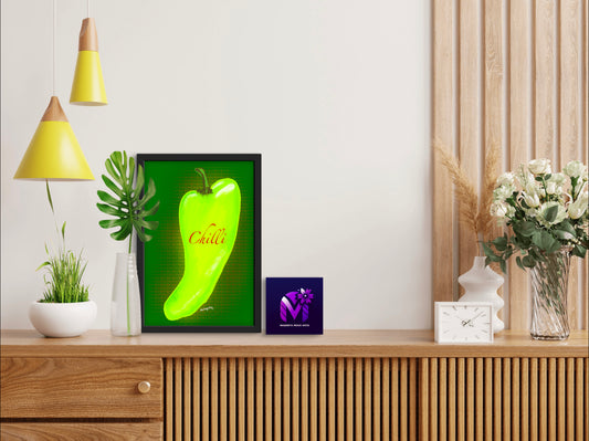 Fluorescent Chilli - Framed Art