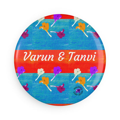 Personalised Magnet with name- floral design, Round